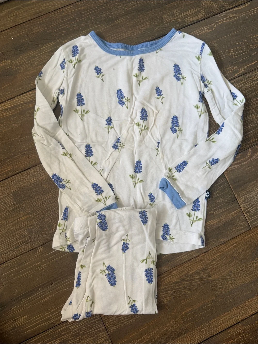 Kyte Baby Blue Bonnets Kids Pajama Set - Long Sleeve Top & Pants